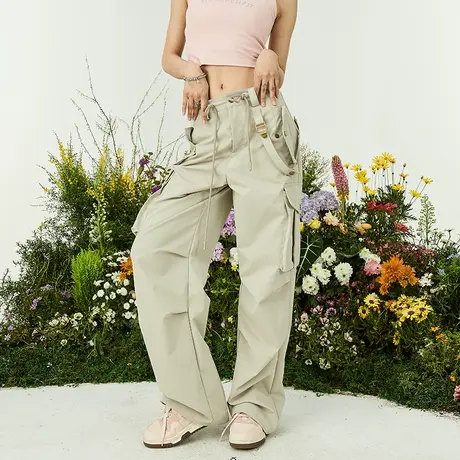 美式复古直筒工装裤女2025新款春秋宽松休闲长裤子显瘦哈伦拖地裤图片