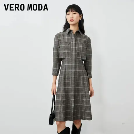 Vero Moda连衣裙春季宽松格纹七分袖衬衫式32417C003图片