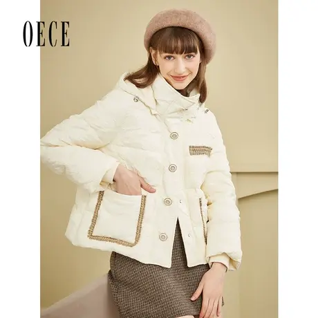 Oece冬装新款女甜心法式甜美加厚白色短款羽绒服外套图片