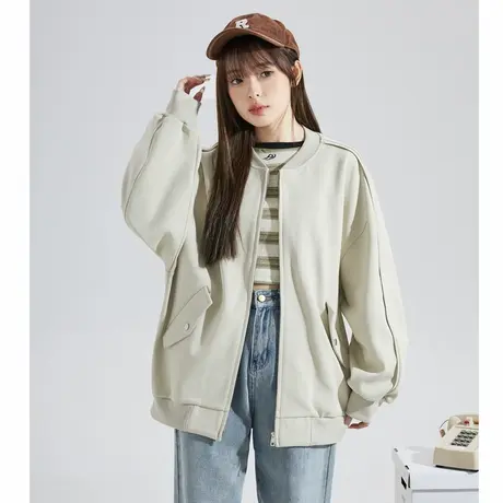 唐狮早春新款棒球服外套女美式设计感宽松休闲针织开衫春秋图片