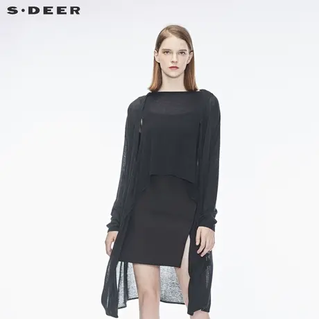 sdeer 圣迪奥 女装简约纯色开襟针织衫S17183590商品大图