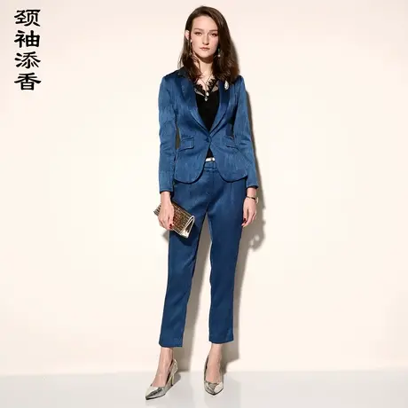 颈袖添香2023春秋装新款OL职业装女装时尚西装九分裤套装图片