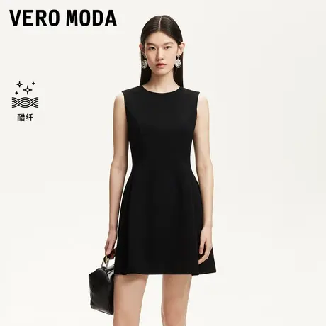 Vero Moda连衣裙2025秋季新款含醋纤收腰显瘦A字小黑裙32537A016图片