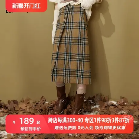 妖精的口袋学院风格子半身裙女2022秋冬季新款复古显瘦中长款裙子图片