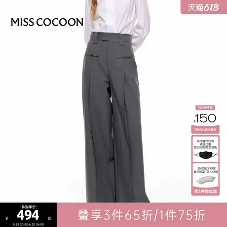 可可尼COCOON2025夏季新款西装质感面料优雅通勤高腰直筒休闲裤女图片