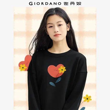 佐丹奴卫衣女装印花圆领长袖针织套头卫衣 69394420图片