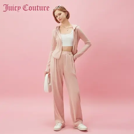 Juicy Couture橘滋春夏新款元气浅春系千金风宽松阔腿休闲裤女图片