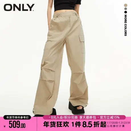 ONLY2023秋季新款复古工装风宽松休闲高腰直筒休闲裤女|123214016图片