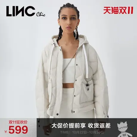 商场同款LINC金羽杰羽绒服女2023年新款短款轻薄女款外套反季断码图片