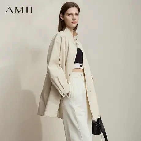 AMII【日系极简风】25秋季简约日系风中长款风衣外套女高级感风衣图片