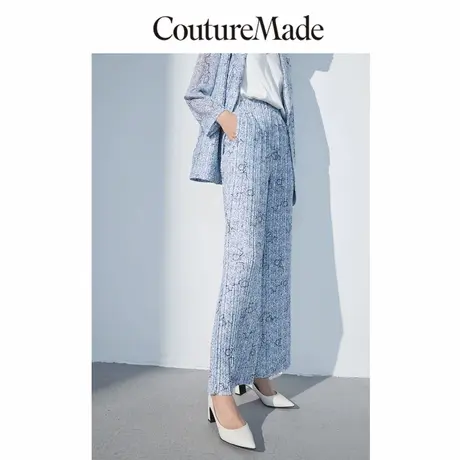 CoutureMade休闲裤夏季清仓女印花百褶宽松西装长裤for veromoda图片