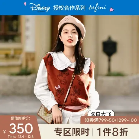 【唐老鸭系列】伊芙丽2021冬季新款100纯羊毛圣诞毛衣马甲针织衫图片