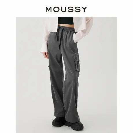 【百】moussy 2023秋季新款扎染风灯芯绒口袋工装休闲裤女图片