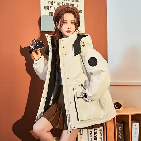 唐狮2023冬季新款羽绒服女工装派克服连帽爆款加厚外套上衣11.29图片