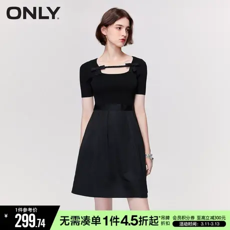 ONLY秋季气质针织拼接A字收腰短款连衣裙女|123207063图片