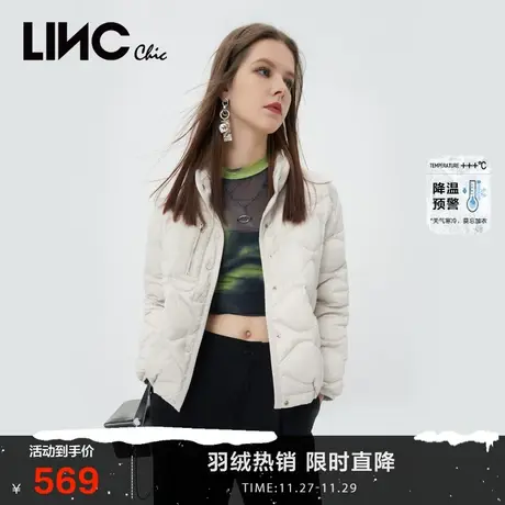 商场同款LINC金羽杰羽绒服女款2023年新款轻薄短款外套女反季断码图片