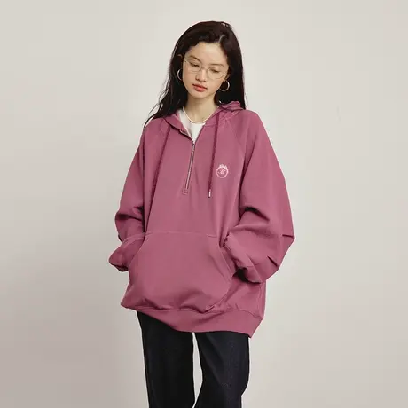 omont蛋挞家 刺绣连帽卫衣女秋冬新款慵懒宽松休闲套头上衣图片