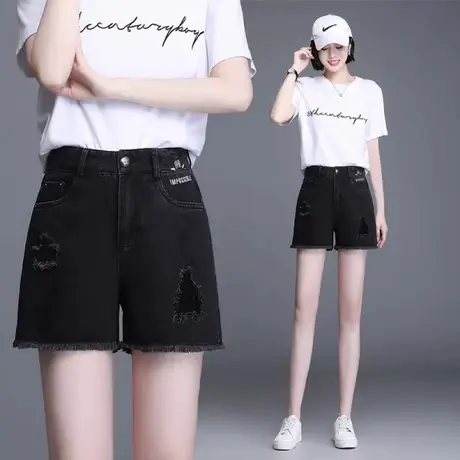 牛仔短裤女2023年新款高腰显瘦阔腿宽松a字大码热裤潮ins夏季薄款图片