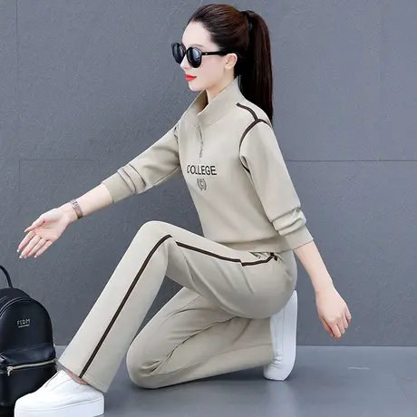 短款立领卫衣套装女春秋2024爆款时尚直筒裤休闲运动服显瘦两件套图片