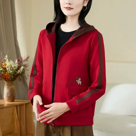 休闲卫衣外套女春秋2024年新款洋气减龄中年妈妈拉链上衣服百搭潮图片