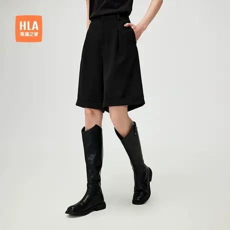 【含莱赛尔】HLA/海澜之家休闲西装短裤25春夏新宽松时尚裤子女装图片