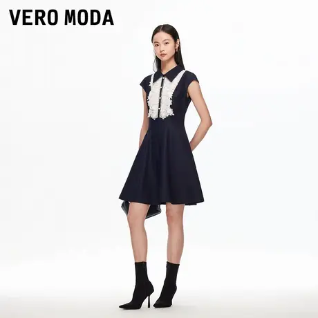 Vero Moda连衣裙2025秋季新款立体蕾丝花形翻领收腰A字325342005图片