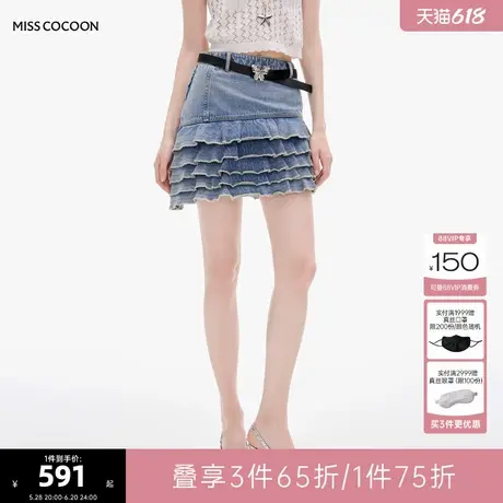 可可尼cocoon新疆棉牛仔短裙女2025夏季新款纯棉蛋糕裙小个子裙子图片