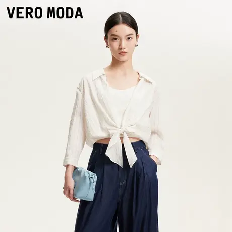 Vero Moda上衣2025秋季新款条纹系带针织吊带拼接假两件325358001图片