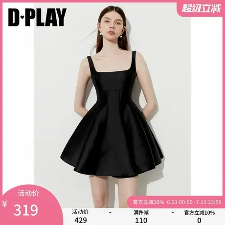 DPLAY2025年夏季新款黑色连衣裙女法式短款礼服裙子小黑裙短裙图片