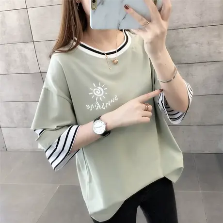 女装2024年新款春季春装纯棉短袖T恤宽松上衣服设计感打底衫爆款图片