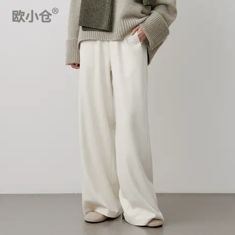 欧小仓黑标轻松呢系列 软糯垂顺秋冬毛呢感 香蕉长裤松紧腰超模裤图片
