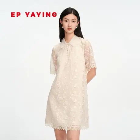 EP YAYING雅莹女装 重工蕾丝网眼刺绣连衣裙 春装商场同款4302A图片