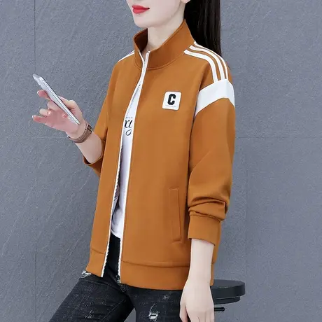 立领卫衣外套女春秋2023年新款时尚休闲运动风拉链上衣百搭显瘦潮图片