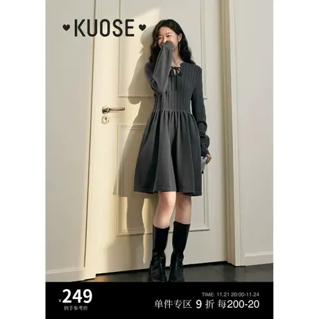 阔色法式针织毛衣连衣裙女2025春季新款灰色内搭打底短裙子秋冬图片