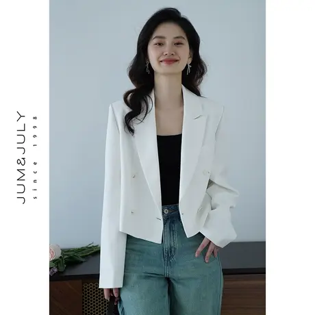 嘉茱莉2025春季新款休闲西装外套女高级感短款小个子西服上衣小众图片