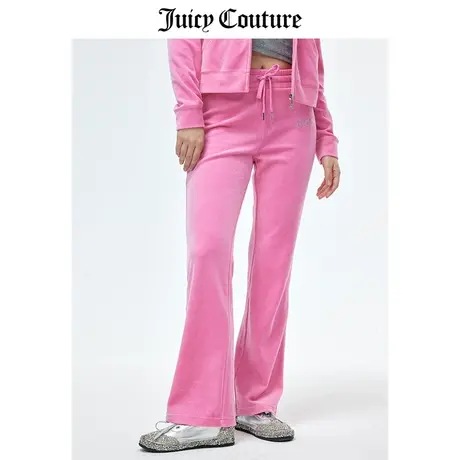Juicy Couture橘滋休闲裤女春季新款美式运动直筒微喇天鹅绒长裤图片