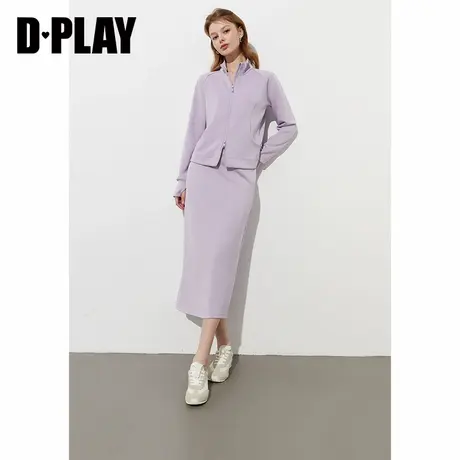 DPLAY2025年春季新款紫色上衣女多巴胺拉链外套lulu运动卫衣套装图片