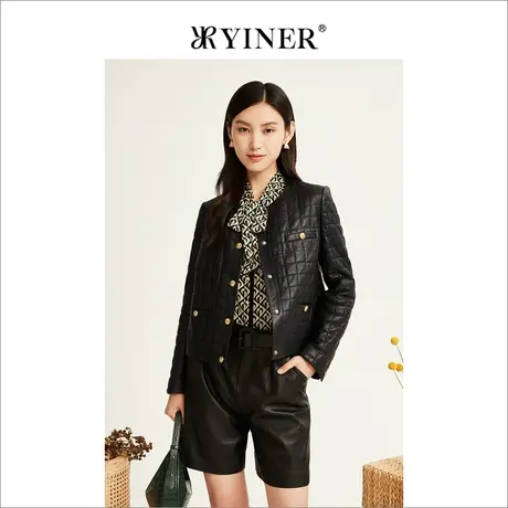 【音儿甄选】【小香风】YINER音儿专柜2022款短款轻薄真皮羽绒服图片
