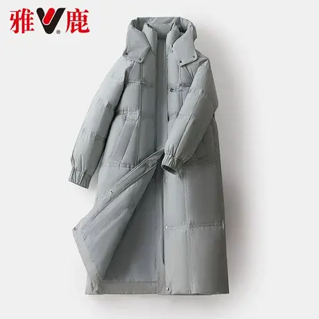 雅鹿连帽羽绒服女中长款2022冬季新款休闲宽松时尚保暖外套高端潮图片