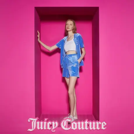 Juicy Couture橘滋23新款海洋之心烫钻丝绒女短裤图片