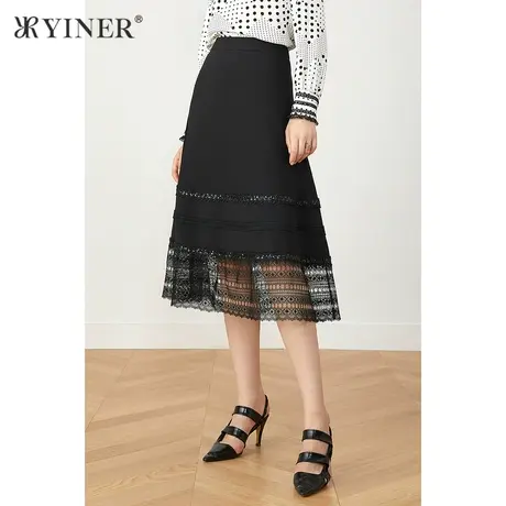 YINER音儿女装2021秋季新款收腰中长款A字半身裙图片