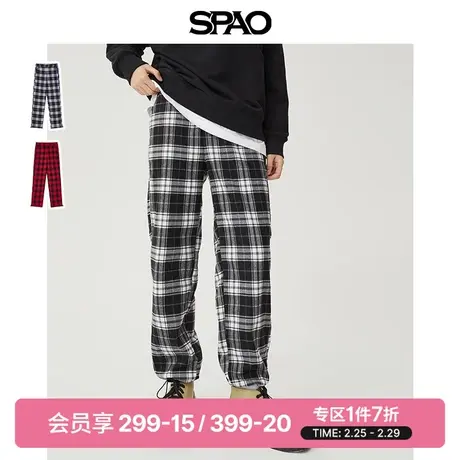 【Lucky兔you】SPAO女士春季格纹束脚休闲裤SPTCD1CS20图片