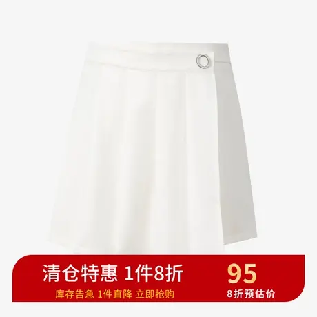 诗凡黎2021秋新款纯色设计感裙形裤宽松直筒休闲裤短裤7B4250231图片