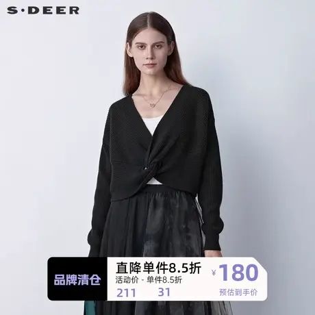 【秒杀】sdeer圣迪奥女装秋复古堆叠不规则针织衫S221Z3512图片