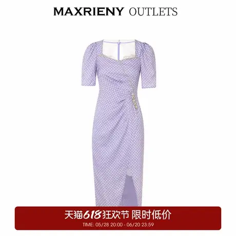 【奥莱】MAXRIENY欧式园艺风碎花茶歇裙不对称抽褶连衣裙图片