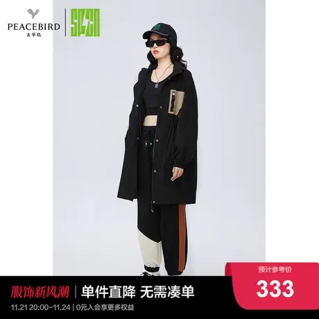 太平鸟SPCN系列2022年新款拼接连帽风衣外套ASBEC3506图片