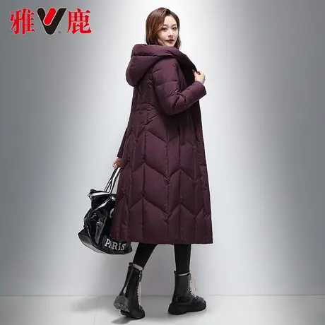 雅鹿妈妈款羽绒服女中长款2022冬季新款休闲宽松保暖加厚连帽外套图片