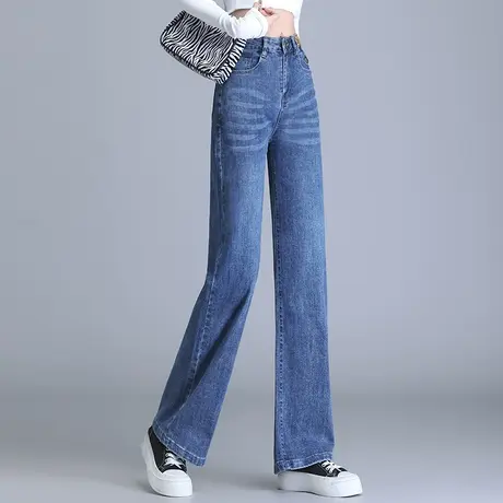 高腰阔腿牛仔裤女2023新款春秋蓝色休闲直筒宽松显瘦拖地裤潮ins图片
