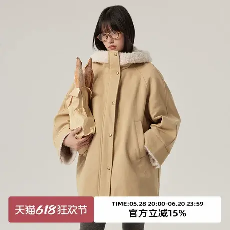 omont蛋挞家复古巴恩风工装派克服冬季加厚保暖连帽棉服棉衣图片