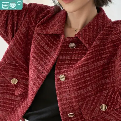 茵曼小香风短外套女2023新款宽松韩系轻熟风夹克春秋冬上衣小个子图片
